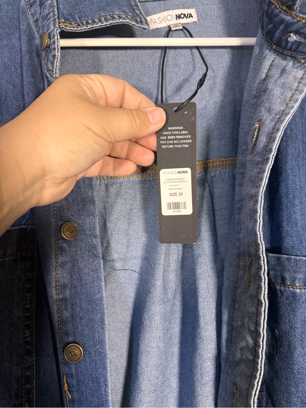 New With Tags Womens 2XL Fashion Nova Farmers Market Denim Jumpsuit - Picture 5 of 8